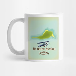 île Saint-Nicolas Fouesnant France map. Mug